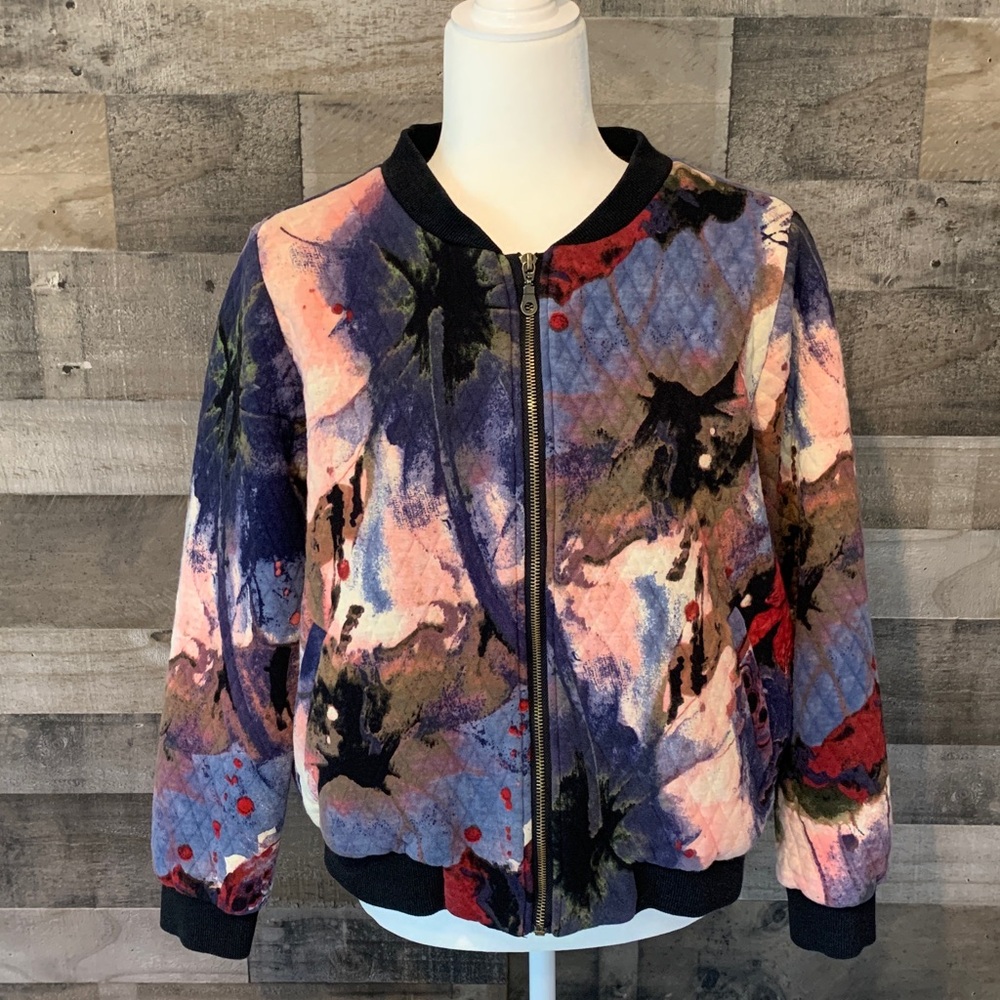 Clotheshead Quilted Bomber Jacket Clotheshead Abstract Art Bomber Jacket
